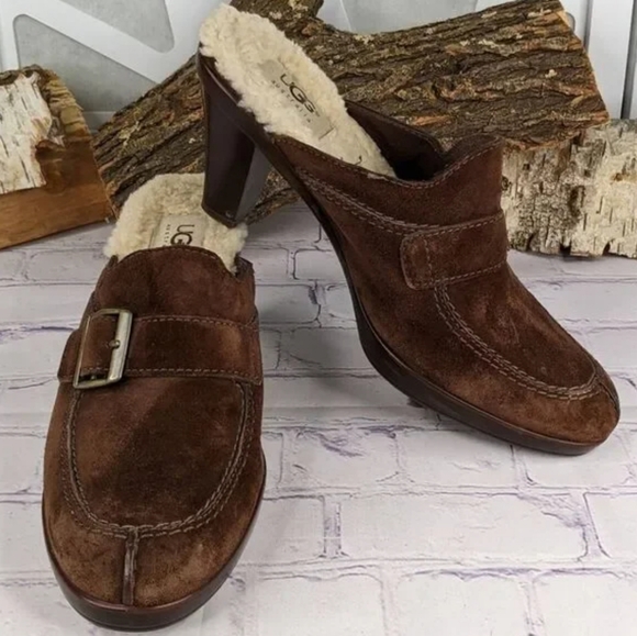 UGG Shoes - ◇Final Reduction◇ UGG brown leather suede heel mules